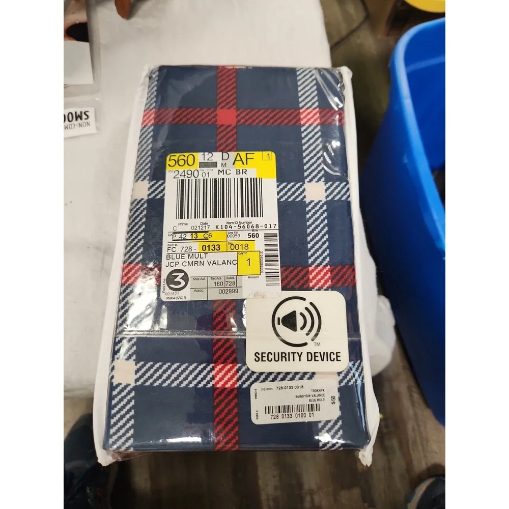 NEW JCPenney Home Collection Plaid Valance Blue Multi 15x84